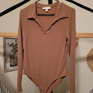 Mocha Brown Ribbed Bodysuit